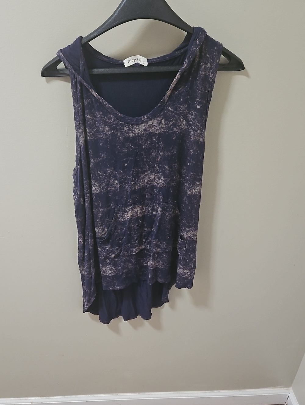 Ginger & Smart Navy Tie-Dye Effect Sleeveless Tank